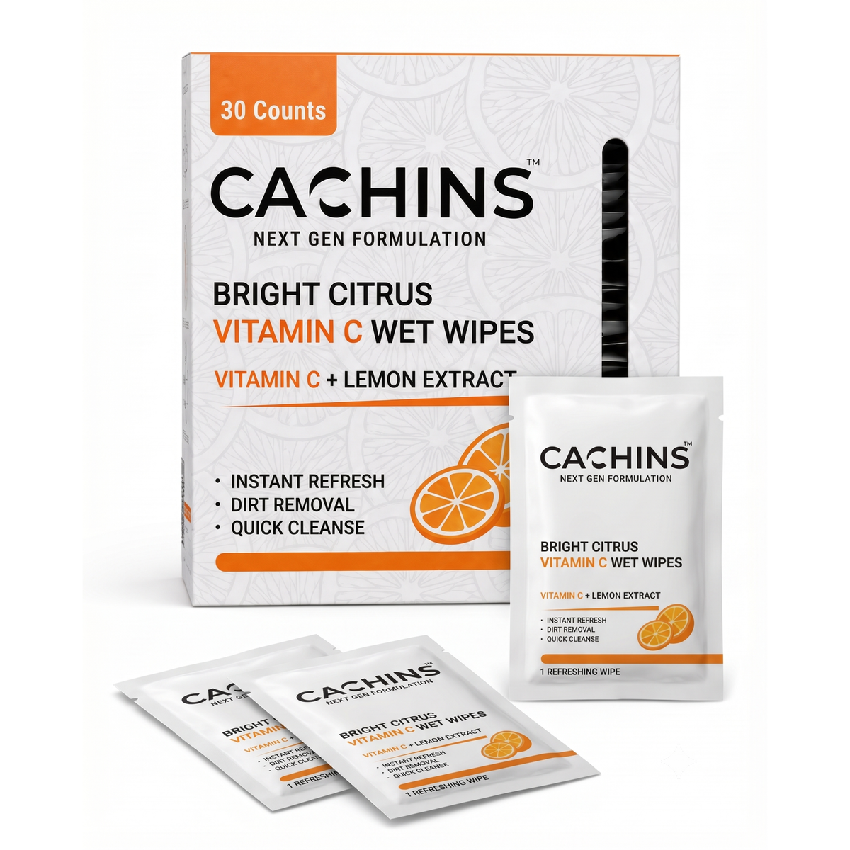 Bright Citrus Vitamin C Wet Wipes – Pack of 30