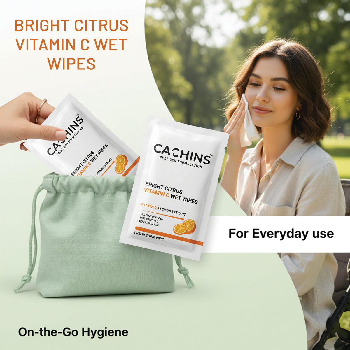 Bright Citrus Vitamin C Wet Wipes – Pack of 30